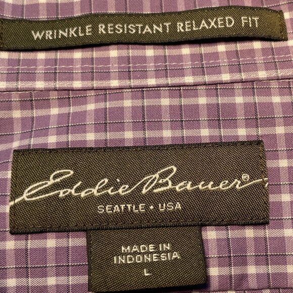 Eddie Bauer Long Sleeve Button Down Wrinkle Resistant Relaxed Fit Size L - Picture 6 of 6